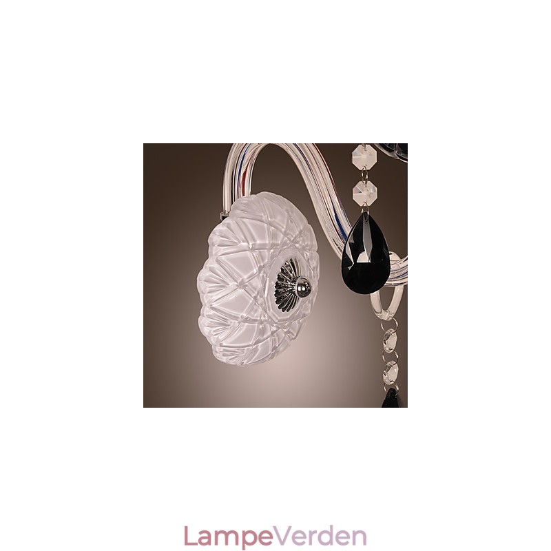 Sort krystal væglampe med stearinlys