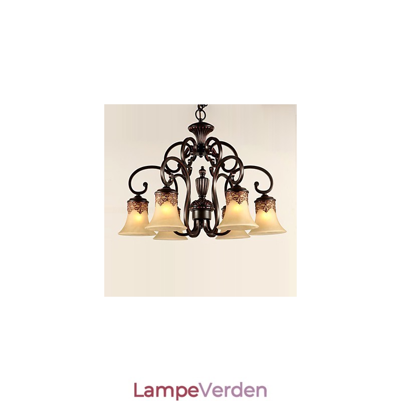 Lysekrone Pendel Light 6 Lights Lampeskærm Down Vintage Country Metal+Glas