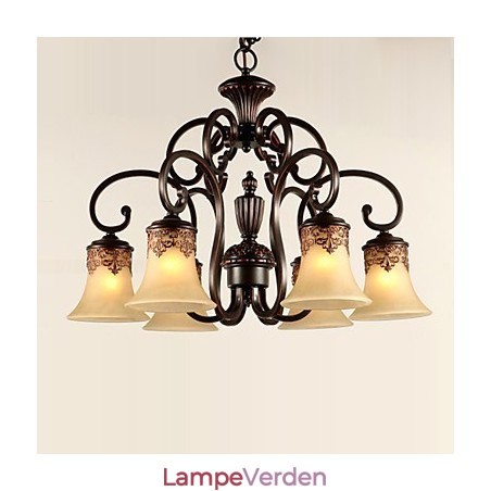 Lysekrone Pendel Light 6 Lights Lampeskærm Down Vintage Country Metal+Glas Lysekrone Pendel Light 6 Lights Lampeskærm Down Vintage Country Metal+Glas
