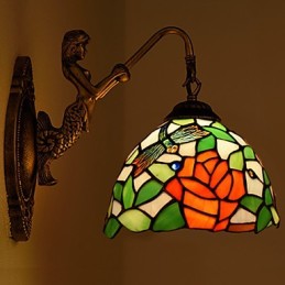 Europæisk kontrakteret landdistrikterne kreative smedejerns væglampe glas lys