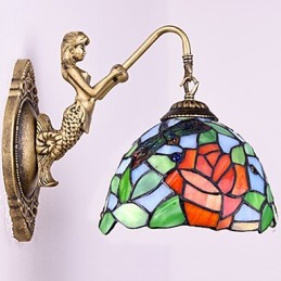 Europæisk kontrakteret landdistrikterne kreative smedejerns væglampe glas lys