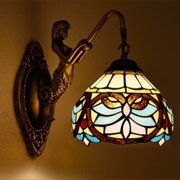 Europæisk kontrakteret landdistrikterne kreative smedejerns væglampe glas lys