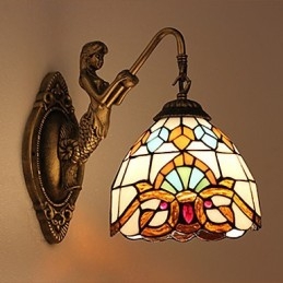 Europæisk kontrakteret landdistrikterne kreative smedejerns væglampe glas lys