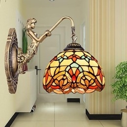 Europæisk kontrakteret landdistrikterne kreative smedejerns væglampe glas lys