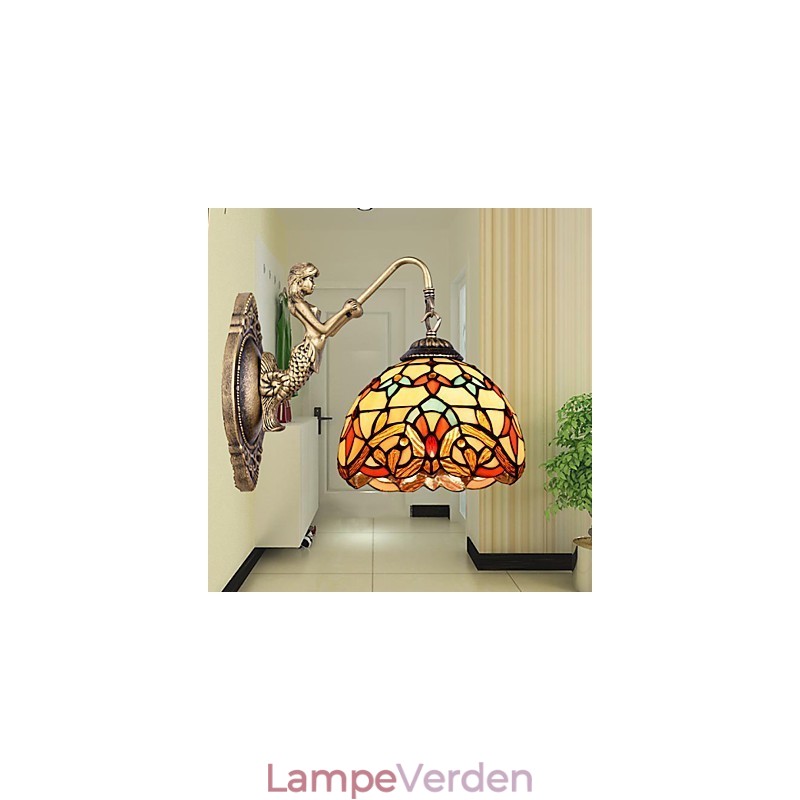 Europæisk kontrakteret landdistrikterne kreative smedejerns væglampe glas lys