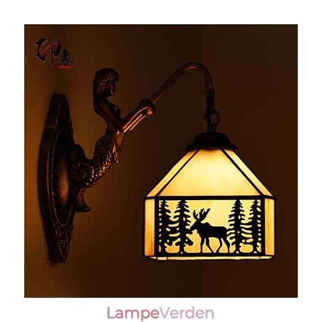 Christmas Deer Europæisk aftalt landdistrikterne kreative smedejern væglampe glas lys Christmas Deer Europæisk aftalt landdistrikterne kreative smedejern væglampe glas lys