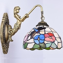 Europæisk kontrakteret landdistrikterne kreative smedejerns væglampe glas lys