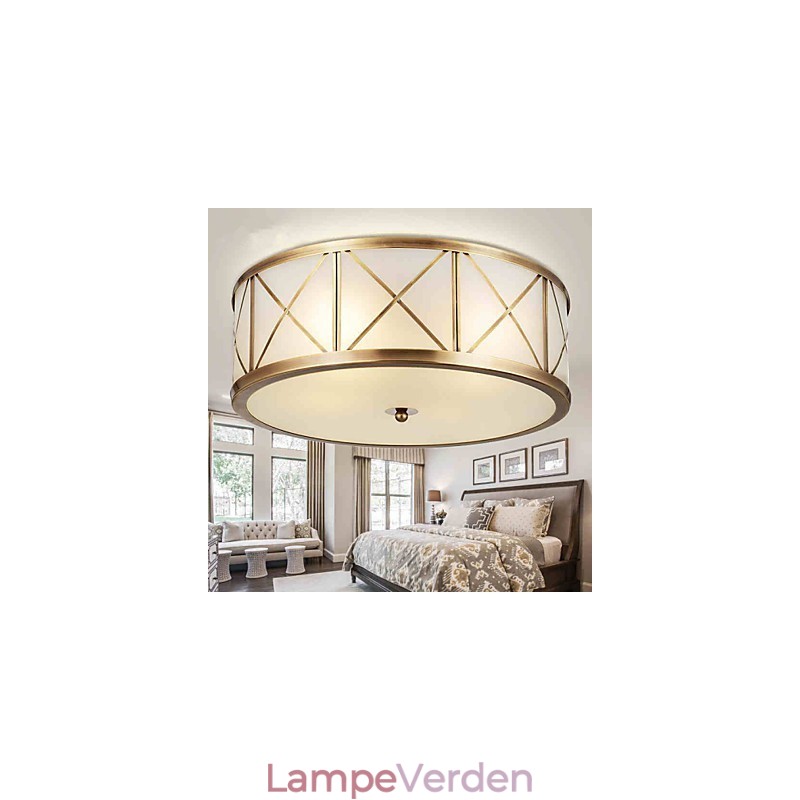 Traditionel Klassisk Rustik Lodge Messing Metal Flush Mount