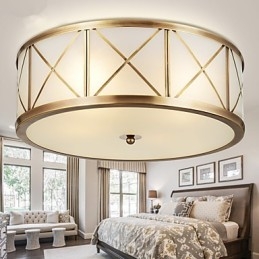 Traditionel Klassisk Rustik Lodge Messing Metal Flush Mount