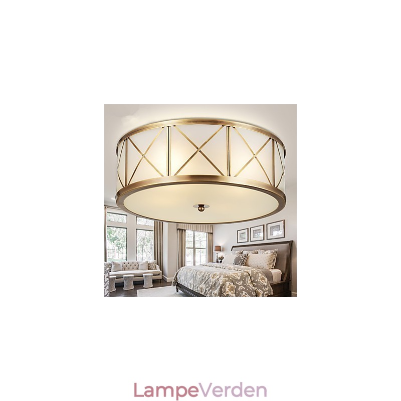 Traditionel Klassisk Rustik Lodge Messing Metal Flush Mount