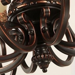 Lysekrone Pendel Light 6 Lights Lampeskærm Down Vintage Country Metal+Glas