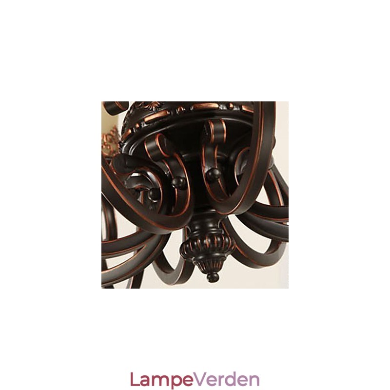 Lysekrone Pendel Light 6 Lights Lampeskærm Down Vintage Country Metal+Glas