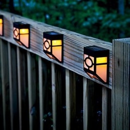 Varm gul Solcelledrevet vægmontering 2 Lantern Light Deck Lamp