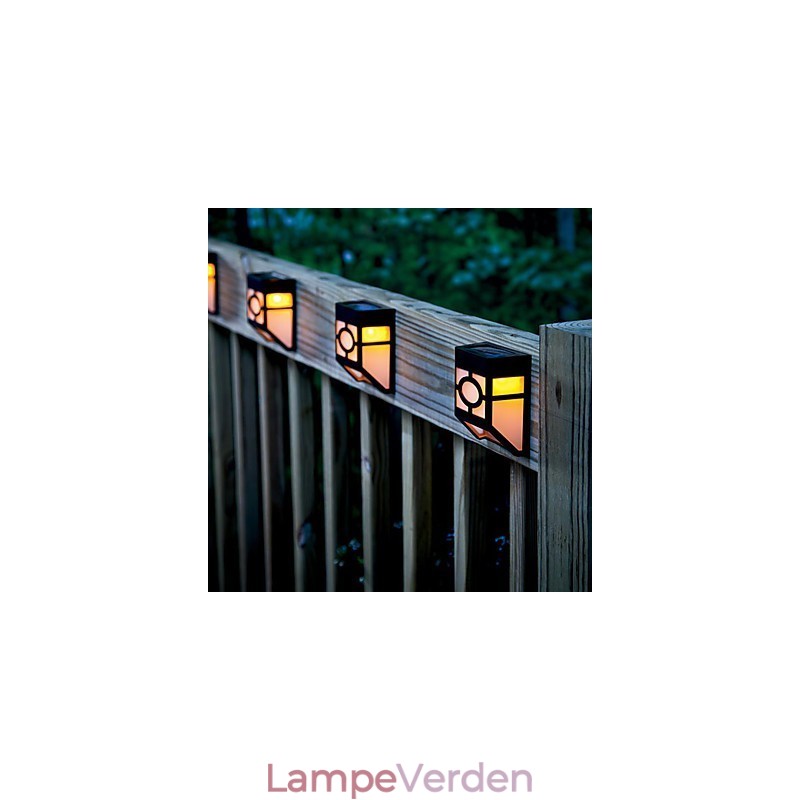 Varm gul Solcelledrevet vægmontering 2 Lantern Light Deck Lamp