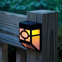 Varm gul Solcelledrevet vægmontering 2 Lantern Light Deck Lamp