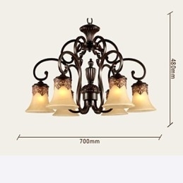 Lysekrone Pendel Light 6 Lights Lampeskærm Down Vintage Country Metal+Glas