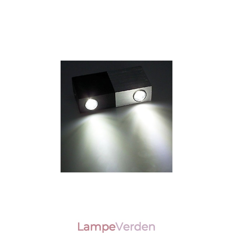 Moderne Væglampe med Halv Sølv Halv Sort Chic Design Cubic Body 2 s