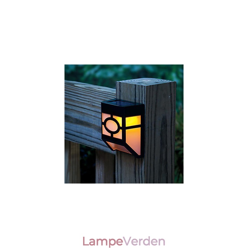 Varm gul Solcelledrevet vægmontering 2 Lantern Light Deck Lamp