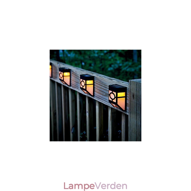 Varm gul Solcelledrevet vægmontering 2 Lantern Light Deck Lamp