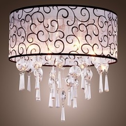 Moderne moderne tromle krystal galvaniseret metal Flush Mount
