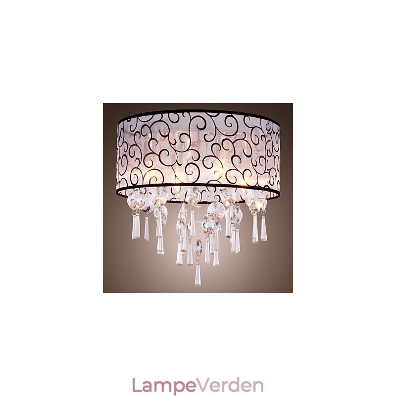 Moderne moderne tromle krystal galvaniseret metal Flush Mount