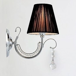 Moderne væglampe med stofskærm lysekrone stil arm krystaldråbe