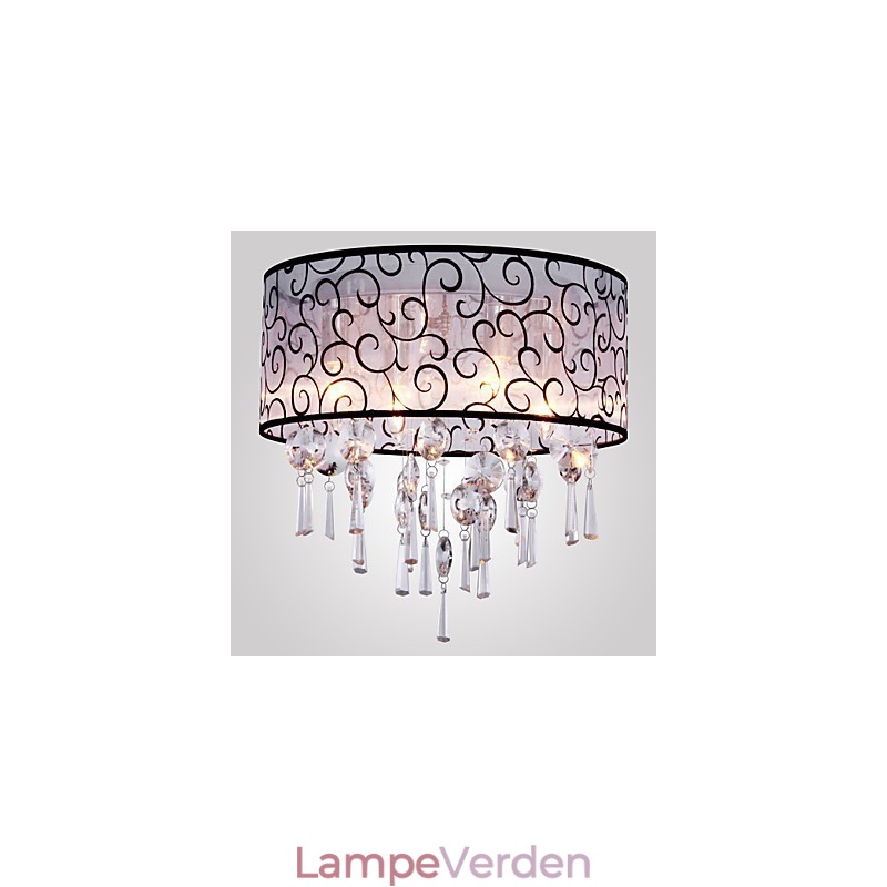 Moderne moderne tromle krystal galvaniseret metal Flush Mount