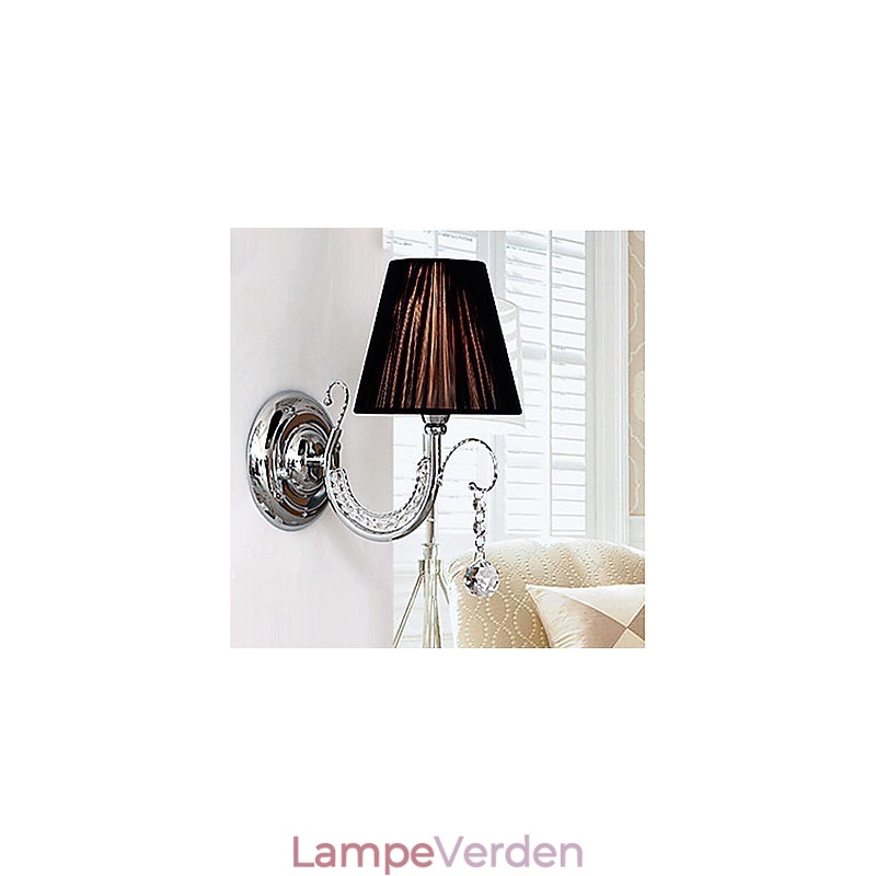 Moderne væglampe med stofskærm lysekrone stil arm krystaldråbe