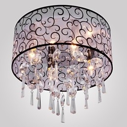 Moderne moderne tromle krystal galvaniseret metal Flush Mount