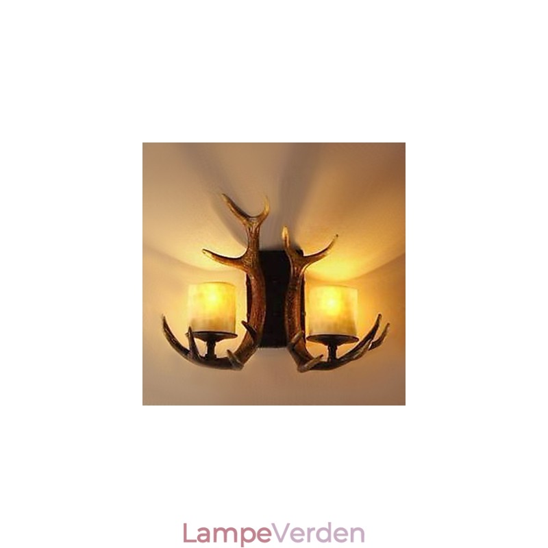 Væglampe med 2 lys i gevirfunktion