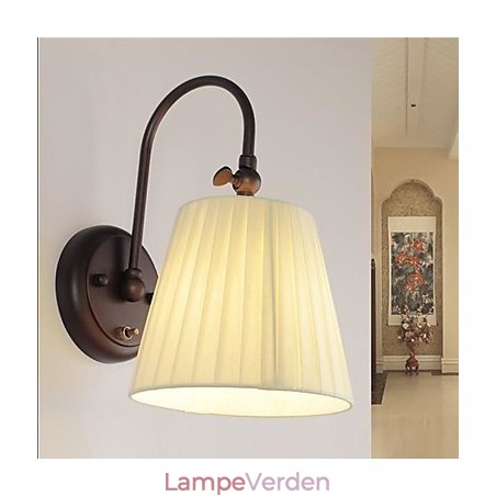 Jern væglampe med stofskærm i 1 lys