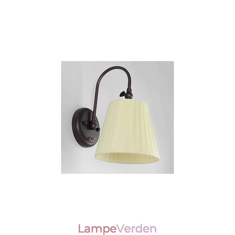 Jern væglampe med stofskærm i 1 lys