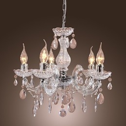 Upligh krom loftslampe stearinlys akryl armatur lysekrone pendel