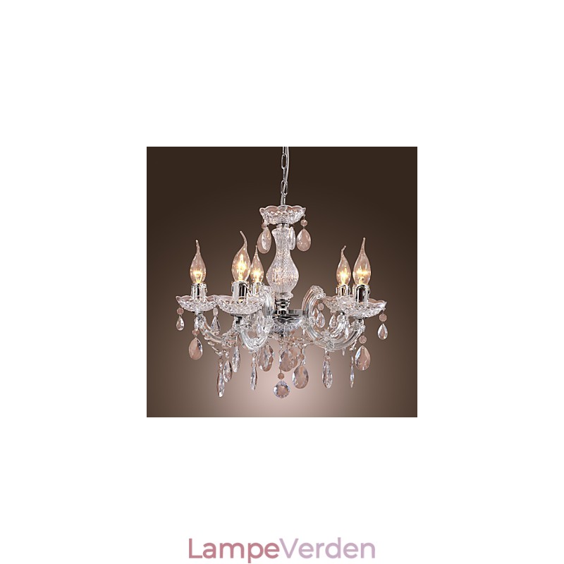 Upligh krom loftslampe stearinlys akryl armatur lysekrone pendel