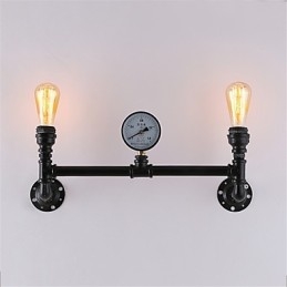 2 Heads Vintage Industrial Pipe Wall Lights Black Creative Lights Restaurant Cafe Bar Dekorationsbelysning