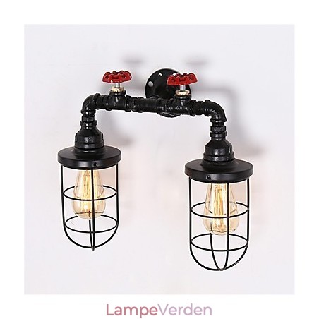 Vintage industrielle rør væglamper sorte kreative lys Restaurant Cafe Bar Dekoration belysning med 2 lys malet finish Vintage industrielle rør væglamper sorte kreative lys Restaurant Cafe Bar Dekoration belysning med 2 lys malet finish