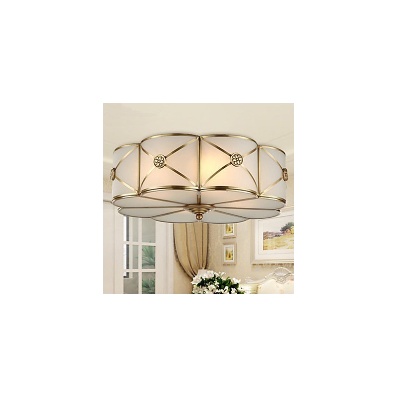 Traditionel klassisk rustik Lodge Messing Metal Flush Mount