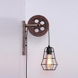 Industriel Retro Iron Væglampe Creative Personality Lift Pulley Væglampe