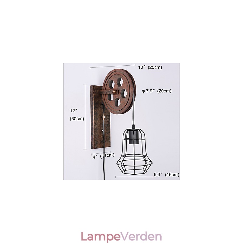 Industriel Retro Iron Væglampe Creative Personality Lift Pulley Væglampe