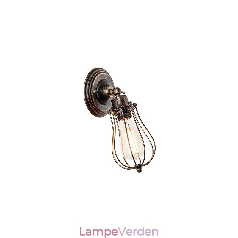 Vintage Væglampe Industriel Væglampe Sort Metal Wire Caged Væglampe