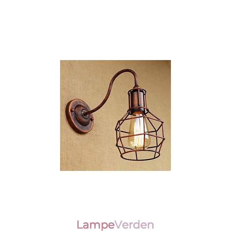 Jernkunst Lang Arm Nostalgisk Og Retro Kreativ Karakter Rust Farve Study Stue Hovedet af den amerikanske væglampe