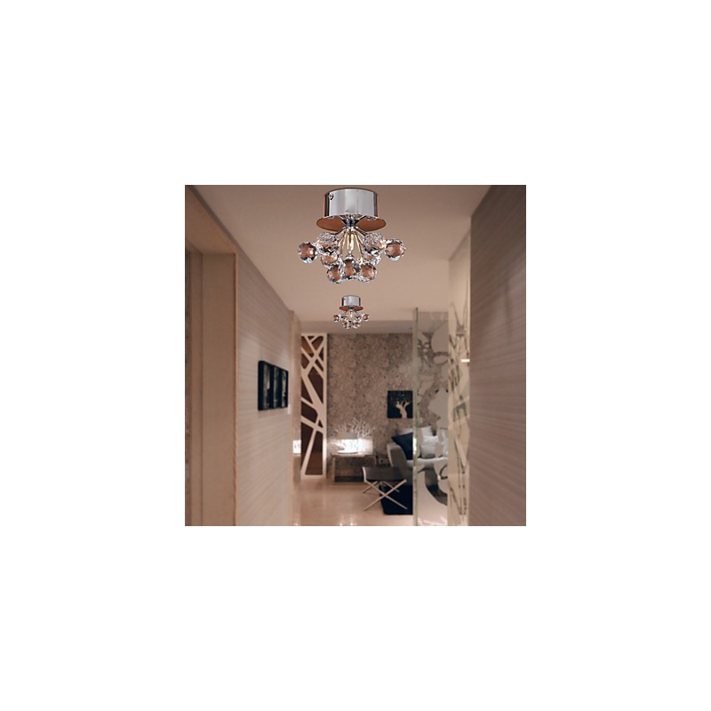 Moderne moderne krystal Mini-stil Chrome Metal Flush Mount