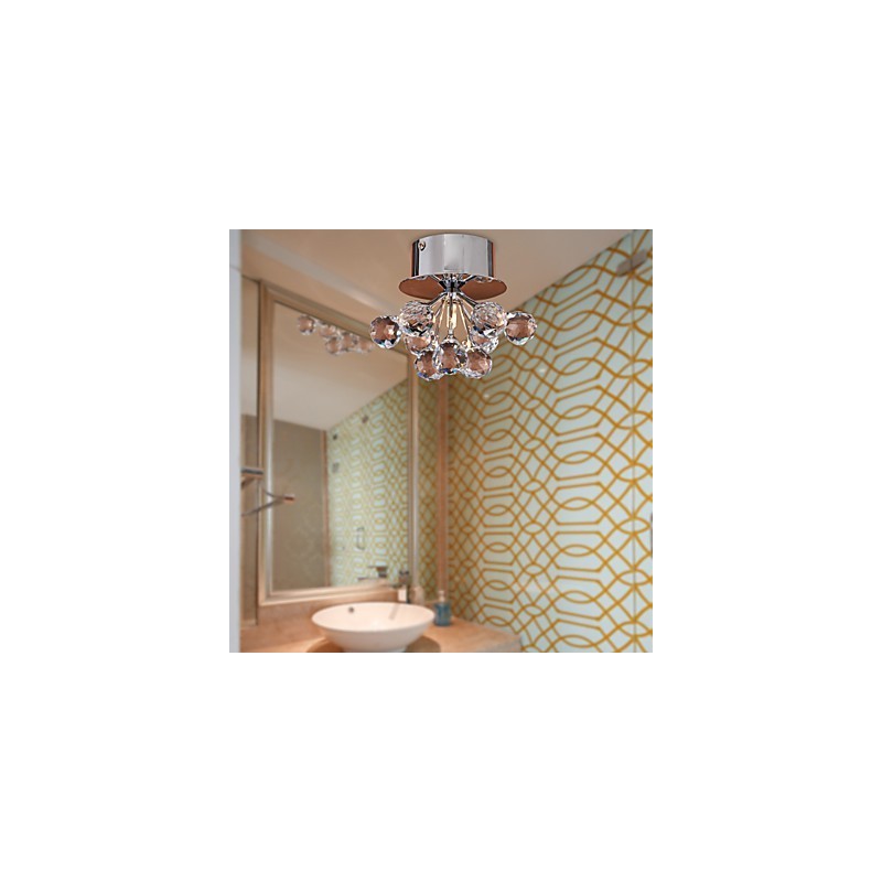 Moderne moderne krystal Mini-stil Chrome Metal Flush Mount