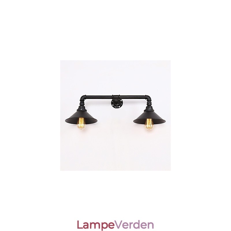 Vintage industrielle rør væglamper sort metal skærm Restaurant Cafe Bar dekoration belysning med 2 lys malet finish