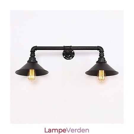 Vintage industrielle rør væglamper sort metal skærm Restaurant Cafe Bar dekoration belysning med 2 lys malet finish Vintage industrielle rør væglamper sort metal skærm Restaurant Cafe Bar dekoration belysning med 2 lys malet finish
