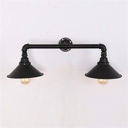 Vintage industrielle rør væglamper sort metal skærm Restaurant Cafe Bar dekoration belysning med 2 lys malet finish