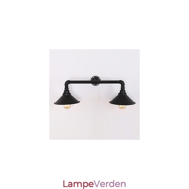 Vintage industrielle rør væglamper sort metal skærm Restaurant Cafe Bar dekoration belysning med 2 lys malet finish