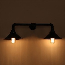 Vintage industrielle rør væglamper sort metal skærm Restaurant Cafe Bar dekoration belysning med 2 lys malet finish
