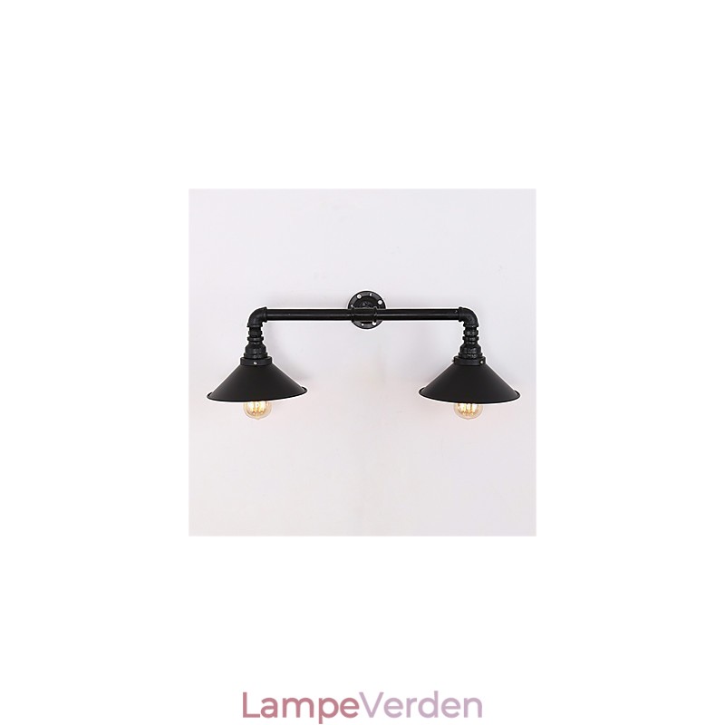 2 Heads Retro Industrial Pipe Væglamper Simple Loft Sort Metal Spisestue Køkken Bar Cafe Dekoration belysning