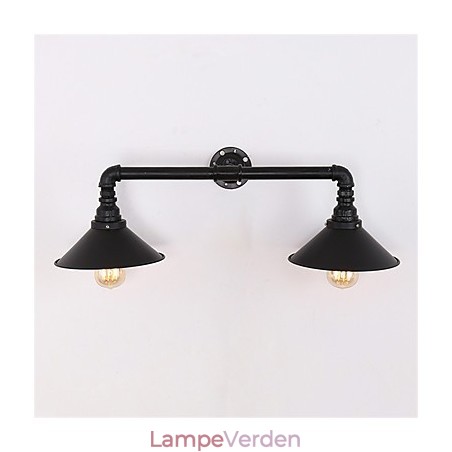 2 Heads Retro Industrial Pipe Væglamper Simple Loft Sort Metal Spisestue Køkken Bar Cafe Dekoration belysning